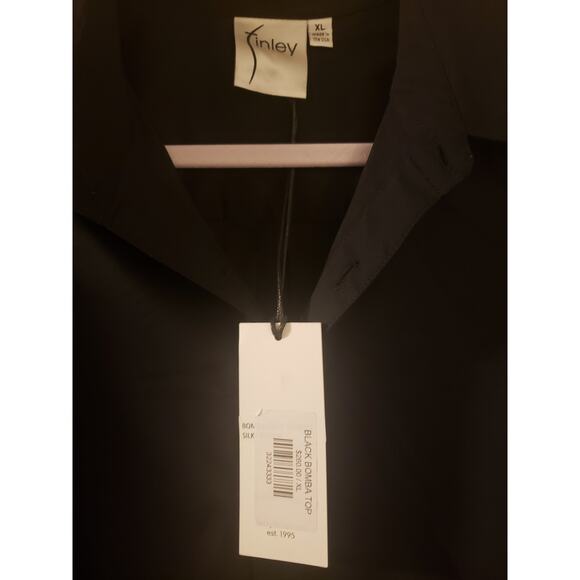 NWT Finley Bomba Silky Black Poplin Shirt with Front Twist Hem Size XL - Picture 5 of 6